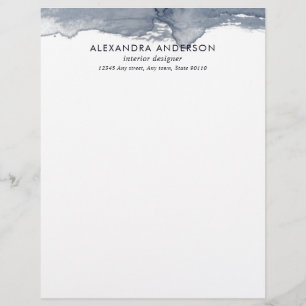 Elegant Deep Grey Watercolor Professional Minimal Custom Letterhead