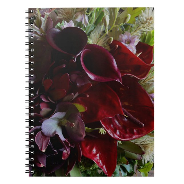 Elegant Deep Moody Burgundy Calla Lily Notebook (Front)