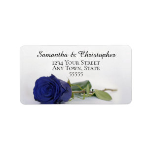 Elegant Deep Navy Blue Rose Wedding Address Label