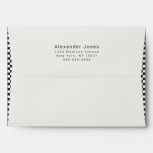 Elegant Deep Navy Check Pattern Business Envelope