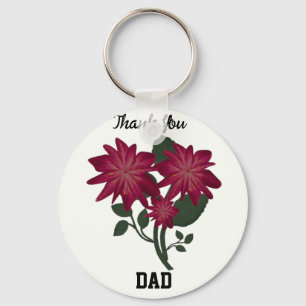 Elegant Deep Pink Floral Illustration Botanical Key Ring