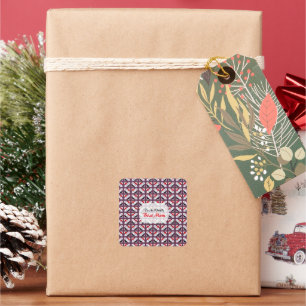 Elegant Deep Plum and Red Geometric Pattern Square Sticker