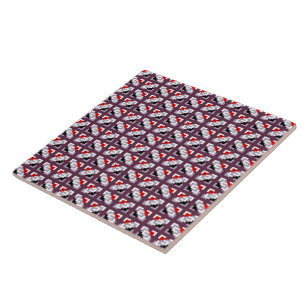 Elegant Deep Plum and Red Geometric Pattern Tile