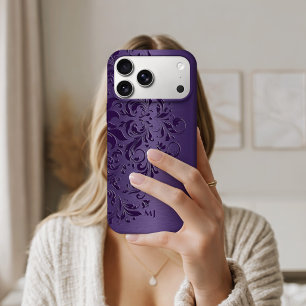 Elegant Deep Purple Floral Lace On Purple