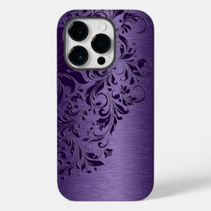 Elegant Deep Purple Floral Lace On Purple Case-Mat Case-Mate iPhone 14 Pro Case