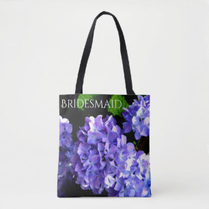 Elegant deep purple floral periwinkle hydrangeas tote bag