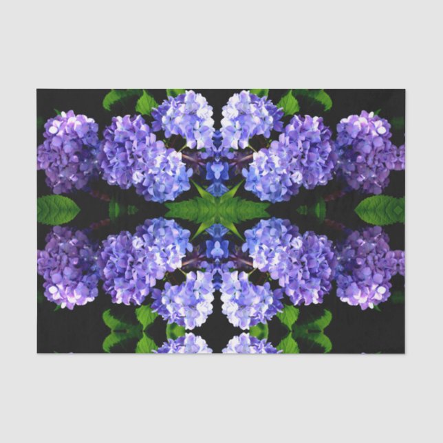 Elegant deep purple florals periwinkle hydrangeas tissue paper (Front)