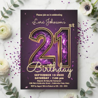 Elegant Deep Purple Gemstone Gold 21st Birthday