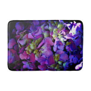 Elegant deep purple pink magenta floral hydrangeas bath mat