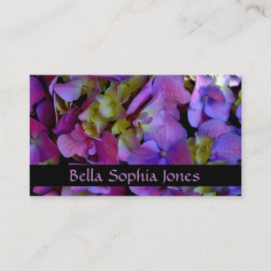 Elegant deep purple pink magenta floral hydrangeas business card
