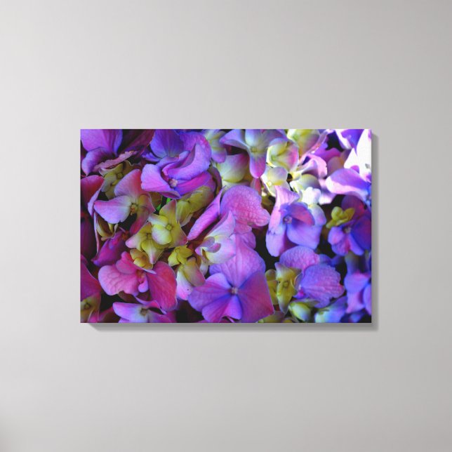 Elegant deep purple pink magenta floral hydrangeas canvas print (Front)