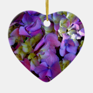 Elegant deep purple pink magenta floral hydrangeas ceramic tree decoration