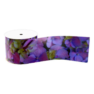 Elegant deep purple pink magenta floral hydrangeas grosgrain ribbon