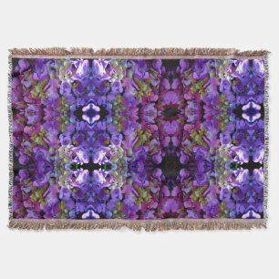 Elegant deep purple pink magenta floral hydrangeas throw blanket