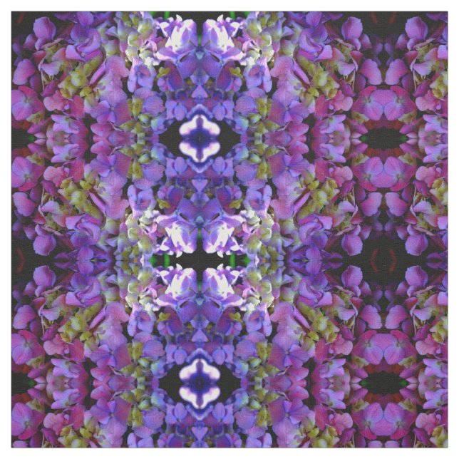 Elegant deep purple pink magenta hydrangeas floral fabric (Swatch)