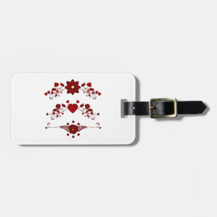 Elegant Deep Red Floral Flourish Luggage Tag