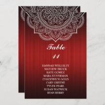 Elegant Deep Red Paisley Wedding Seating Chart