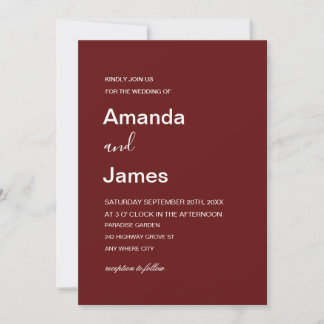 Elegant Deep Red Wedding Invitation