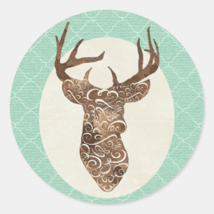Elegant Deer Antlers Rustic Country Wedding Classic Round Sticker