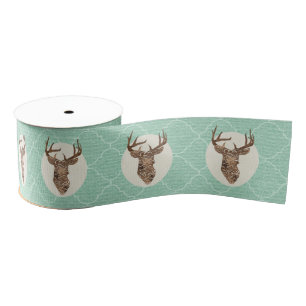 Elegant Deer Antlers Rustic Country Wedding Grosgrain Ribbon