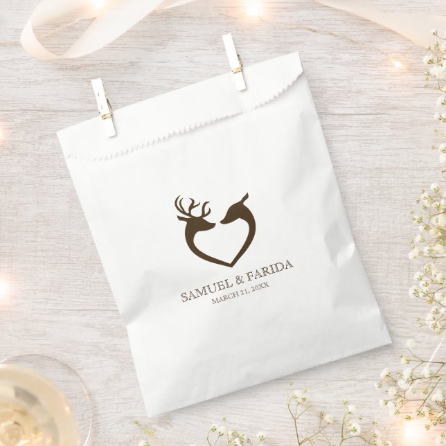 Elegant Deer Heart Rustic Wedding Favour Bags (Clipped)