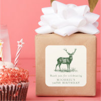 Elegant Deer Hunting Green Birthday Thank You