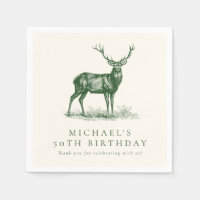Elegant Deer Hunting Stag Green Birthday Party