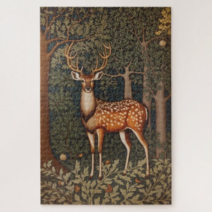 Elegant Deer In Oak Tree Forest Jigsaw Puzzle