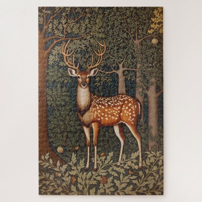 Elegant Deer In Oak Tree Forest Jigsaw Puzzle (Vertical)