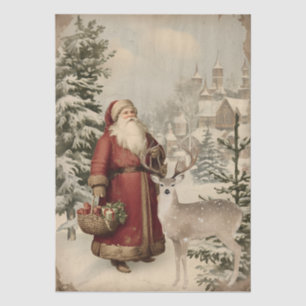Elegant Deer Winter Scene Christmas Tree Decoupage Tissue Paper