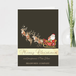 Elegant  Deers Santa Claus Sleight Holiday Card