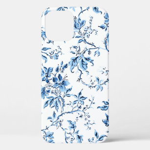 Elegant Delft Blue and White Floral iPhone 12 Case