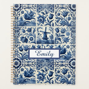 Elegant Delft Tiles Personalised Planner