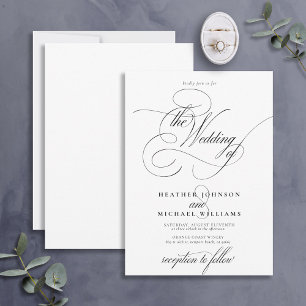 Elegant Delicate Black Modern Calligraphy Classic Invitation