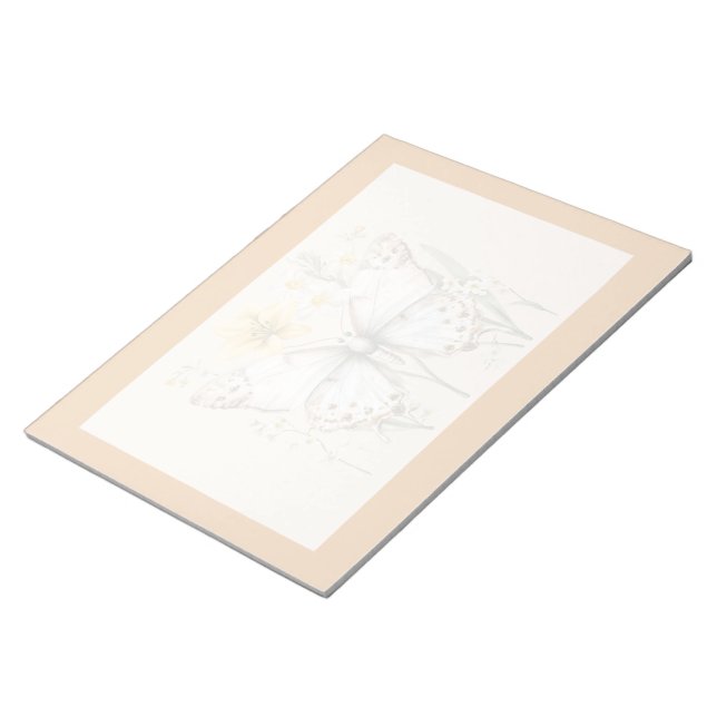 Elegant Delicate Butterfly & Wildflowers Design Notepad (Angled)