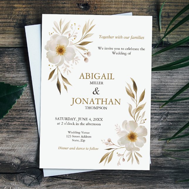 Elegant Delicate Floral White Rose Wedding Invitation (Creator Uploaded)