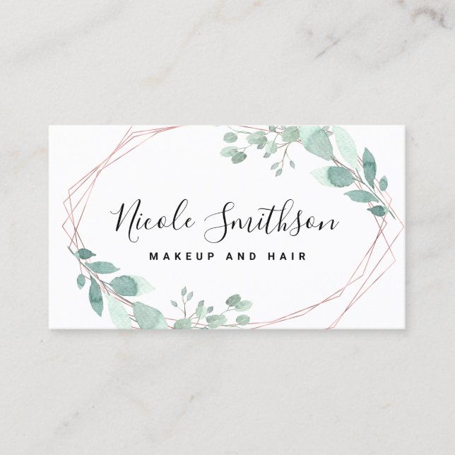 elegant delicate greenery frame business card (Front)