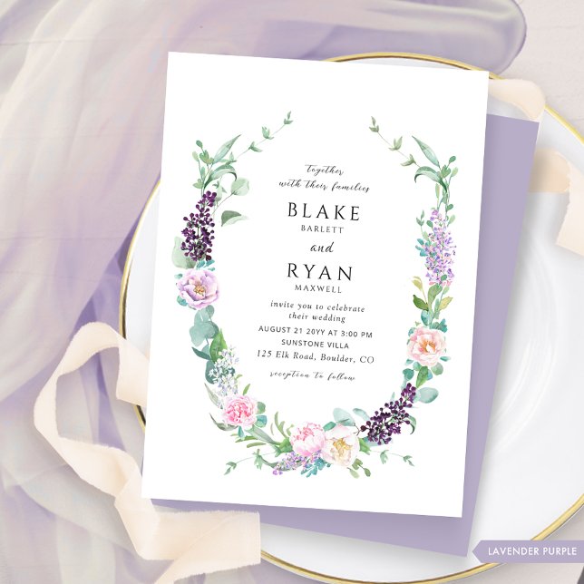 Elegant Delicate Lavender, Purple, Pastel Wedding Invitation (Creator Uploaded)