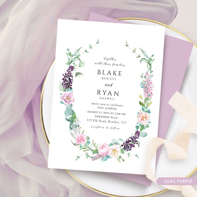 Elegant Delicate Lilac, Purple and Pink Wedding Invitation (Creator Uploaded)