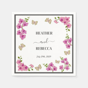 Elegant Delicate Purple Orchids Bohemian Wedding Napkin