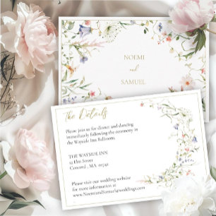Elegant Delicate Watercolor Wildflower Details Enclosure Card