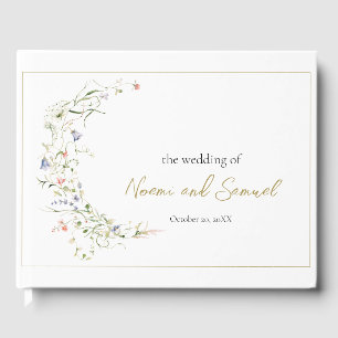 Elegant Delicate Watercolor Wildflower Wedding Guest Book