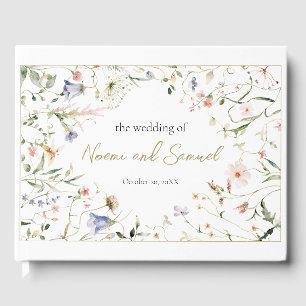Elegant Delicate Watercolor Wildflower Wedding Guest Book