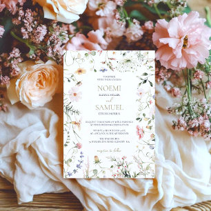 Elegant Delicate Watercolor Wildflower Wedding  Invitation