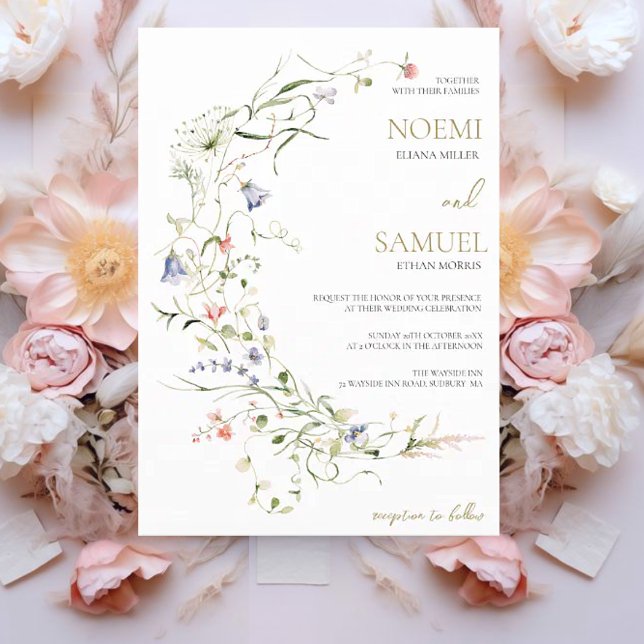 Elegant Delicate Watercolor Wildflower Wedding Invitation (Creator Uploaded)