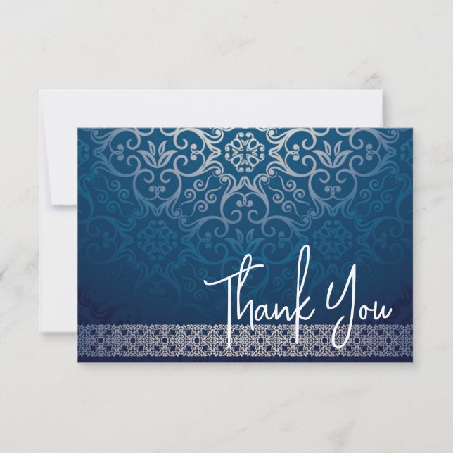 Elegant Demask Thank You Save The Date (Front)