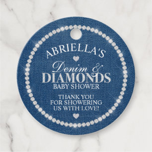 Elegant Denim and Diamonds Favour Tags