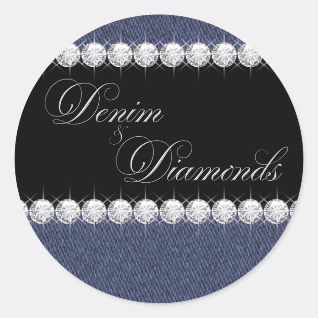 Elegant Denim and Diamonds Stickers (Front)