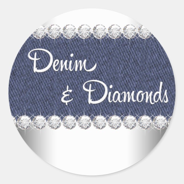 Elegant Denim and Diamonds Stickers (Front)