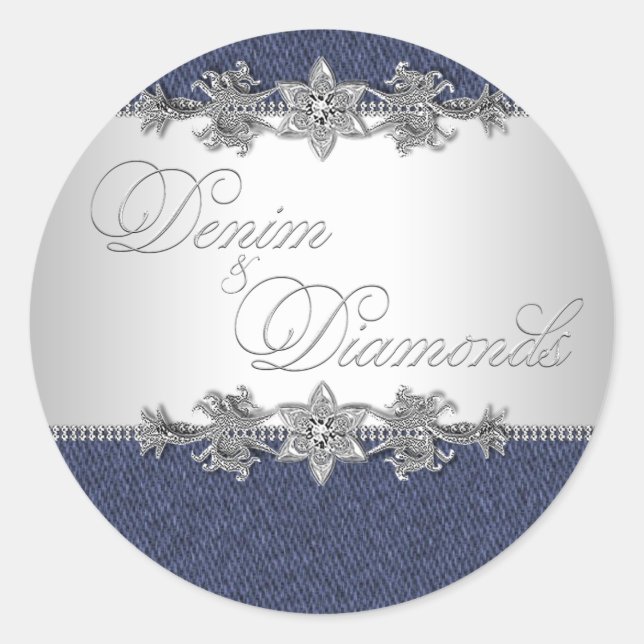 Elegant Denim and Diamonds Stickers (Front)